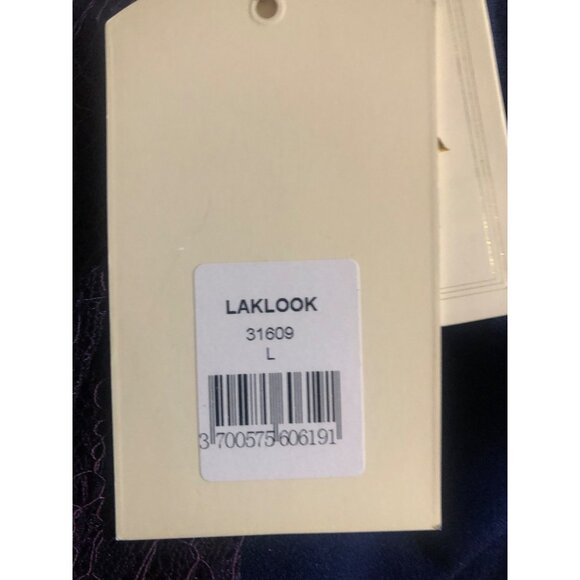 Laklook Dress Womens Size Large Navy Blue Sheer Lace Shoulder Shift NEW - Picture 6 of 7